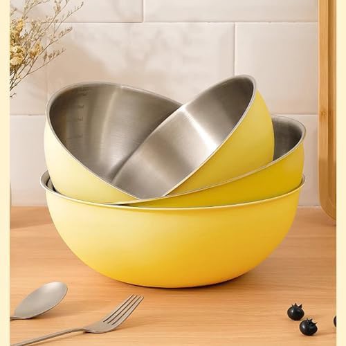 Yellow stainless steel mixing bowl and colander — photo 4