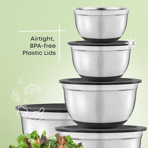 Black stainless steel nesting bowls with lids — photo 4