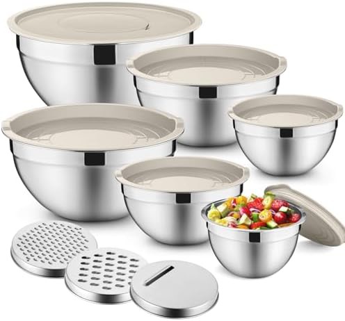 Six piece khaki nesting salad bowl set