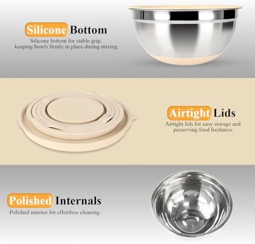 Khaki Silicone Bottom Mixing Bowls — photo 5