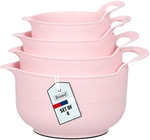 Pink mixing bowls with handle and spout