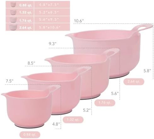 Pink mixing bowls with handle and spout — photo 3