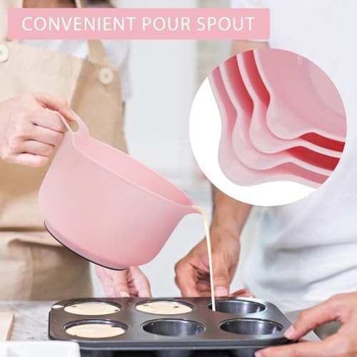 Pink mixing bowls with handle and spout — photo 4