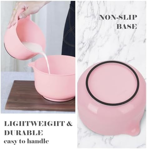 Pink mixing bowls with handle and spout — photo 5