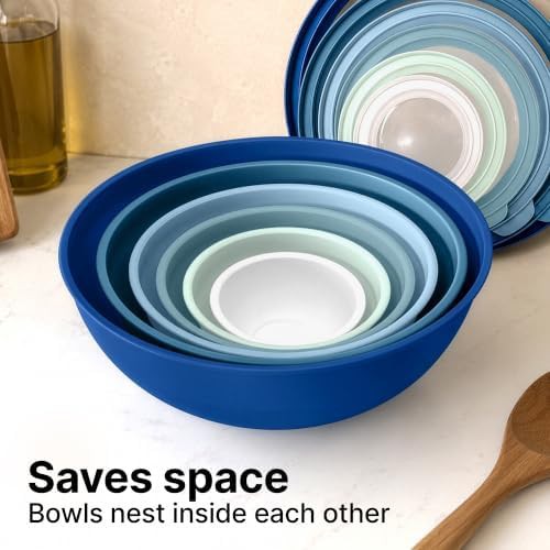 Blue ombre plastic nesting bowls twelve piece — photo 3