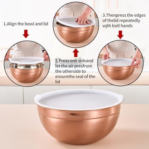 LKTDYMEG rose gold nesting bowl set with khaki lid — photo 4