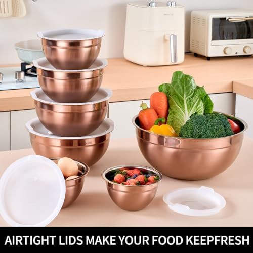 LKTDYMEG rose gold nesting bowl set with khaki lid — photo 5