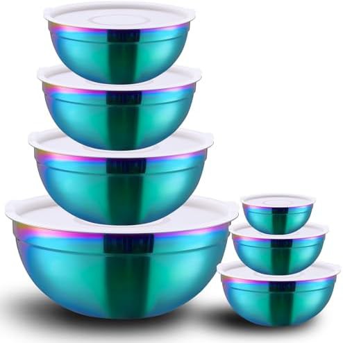 LKTDYMEG rainbow stainless steel nesting bowl set