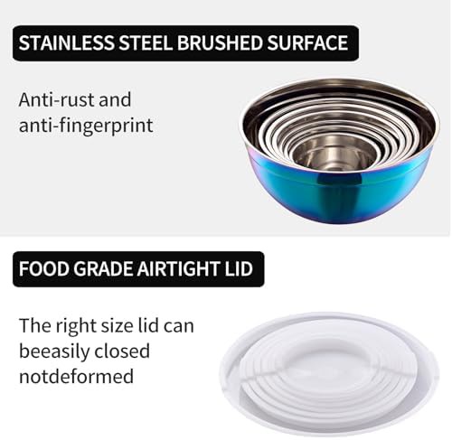 LKTDYMEG rainbow stainless steel nesting bowl set — photo 4