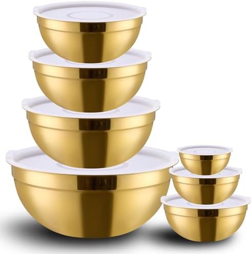 LKTDYMEG gold stainless steel nesting prep bowl set