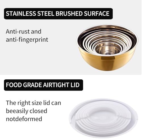 LKTDYMEG gold stainless steel nesting prep bowl set — photo 4