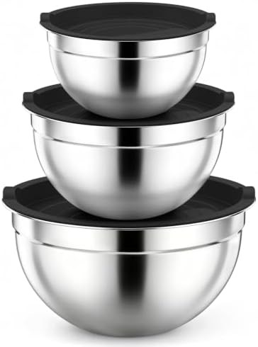 Three quart bowls with black airtight lids