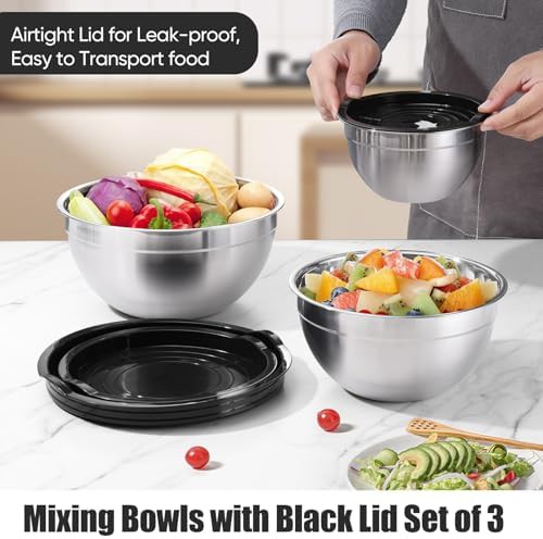 Three quart bowls with black airtight lids — photo 3
