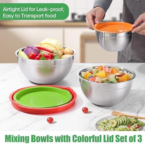 Multicolor stainless steel bowls with airtight lids — photo 4