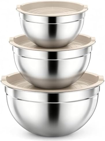 Three quart khaki stainless steel bowl set