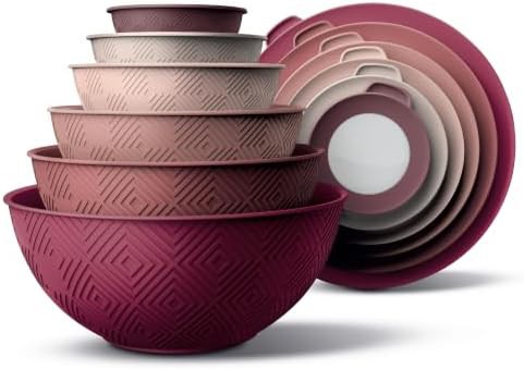 Rose rhombus plastic nesting mixing bowl set