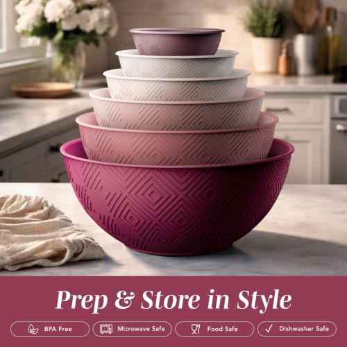 Rose rhombus plastic nesting mixing bowl set — photo 3