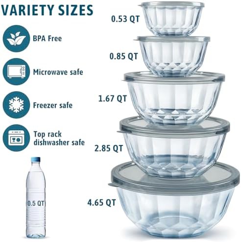 Thick glass nesting bowls with airtight lids — photo 3