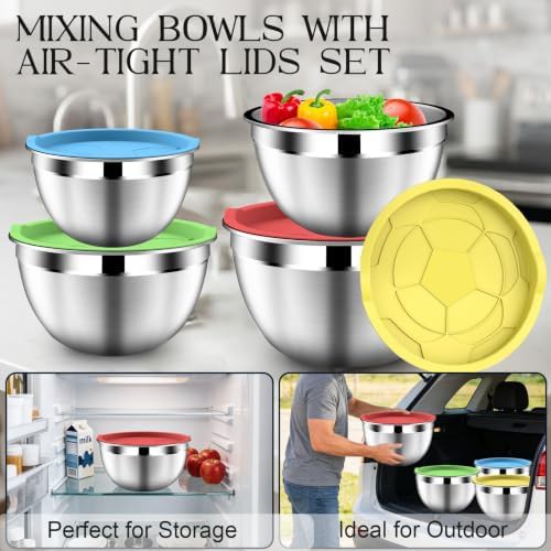 Colorful Stainless Steel Bowls with Strainer — photo 3