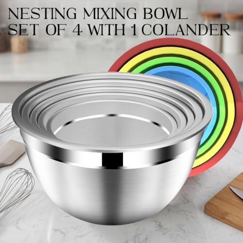 Colorful Stainless Steel Bowls with Strainer — photo 4