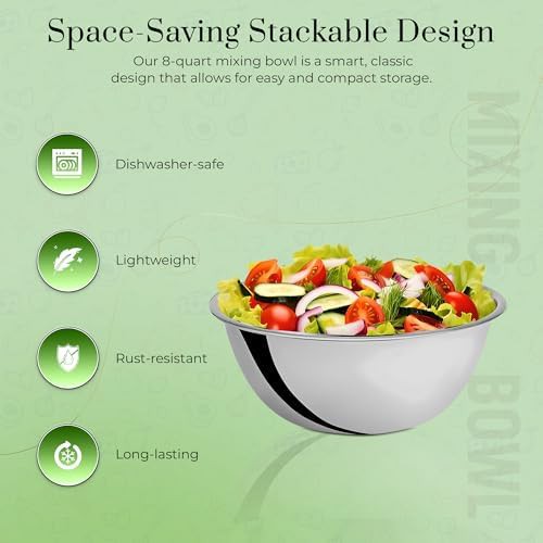 Two Pack Eight Quart Stainless Bowls — photo 3