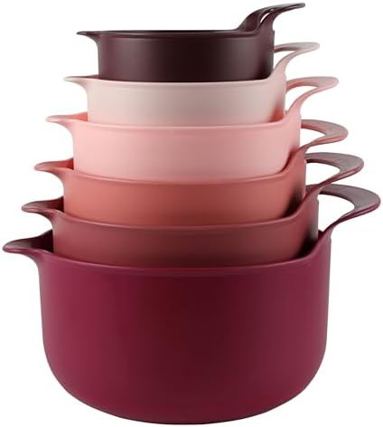 Rose non slip plastic mixing bowl set