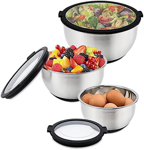 Stainless steel mixing bowls with lids set of 3