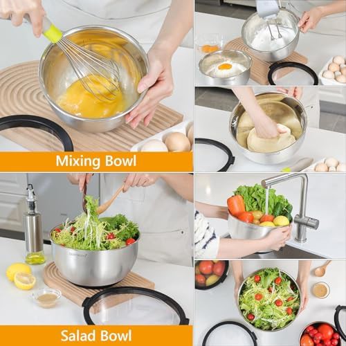 Stainless steel mixing bowls with lids set of 3 — photo 3