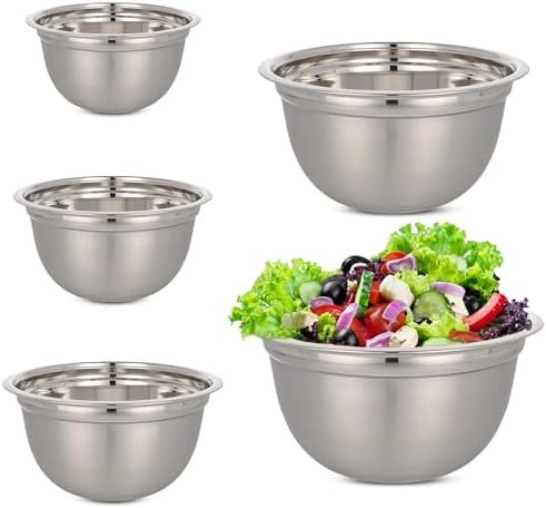 Deep stainless steel five piece mixing set