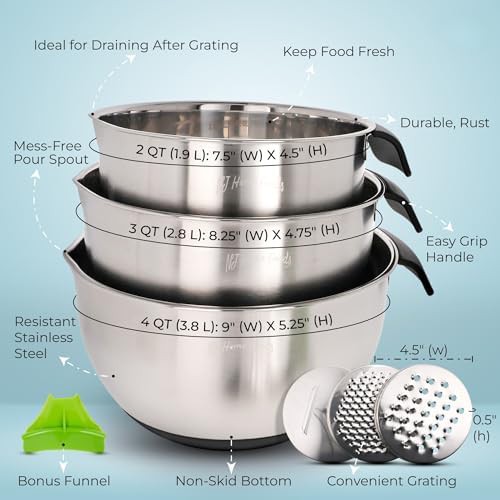 Stainless steel mixing bowls with handle set — photo 5