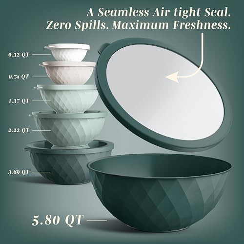Green diamond plastic nesting mixing bowl set — photo 3