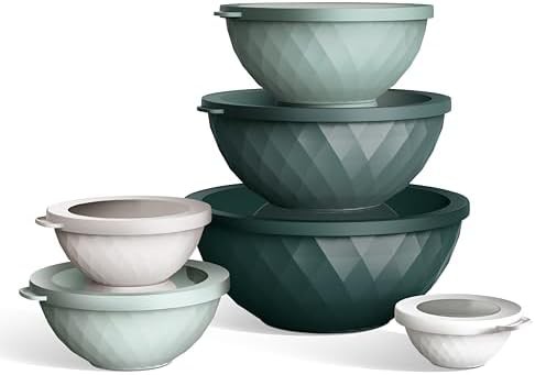 Green diamond plastic nesting mixing bowl set — photo 4