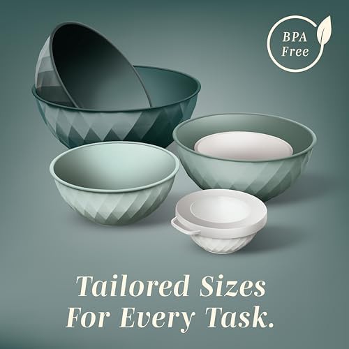 Green diamond plastic nesting mixing bowl set — photo 5