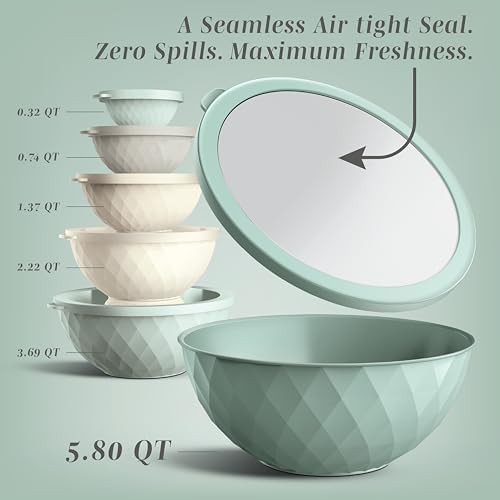 Mint diamond plastic nesting mixing bowl set — photo 3