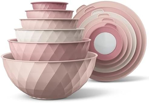Pink diamond airtight lid prep bowl set