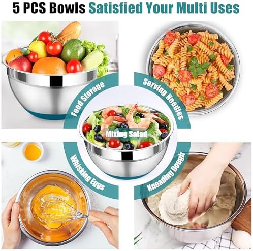 Blue nesting stainless steel baking bowls — photo 4