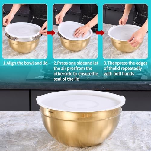 Gold stainless steel 3-quart nesting mixing bowl — photo 3