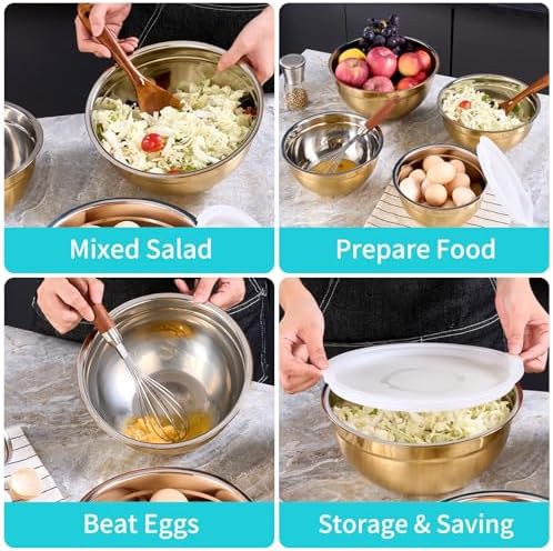 Gold stainless steel 3-quart nesting mixing bowl — photo 4
