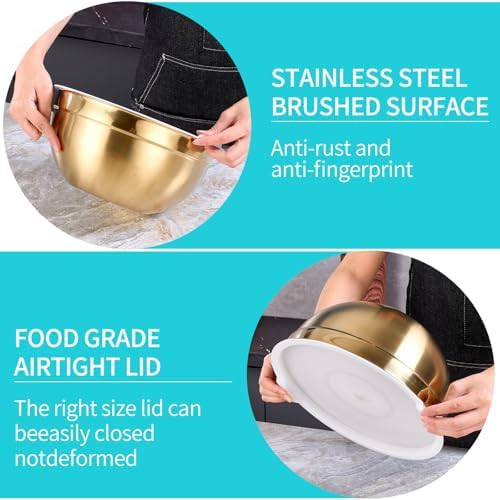 Gold stainless steel 3-quart nesting mixing bowl — photo 5