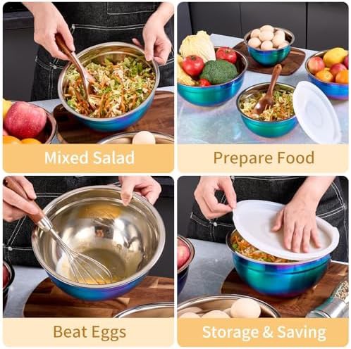 Rainbow stainless steel deep mixing bowls — photo 4