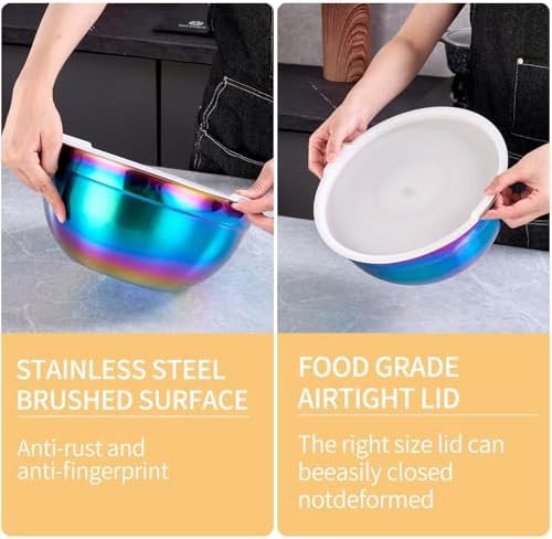 Rainbow stainless steel deep mixing bowls — photo 5