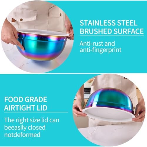 Rainbow stainless steel 5-quart nesting mixing bowl — photo 4