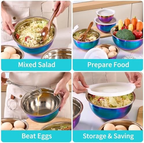 Rainbow stainless steel 5-quart nesting mixing bowl — photo 5