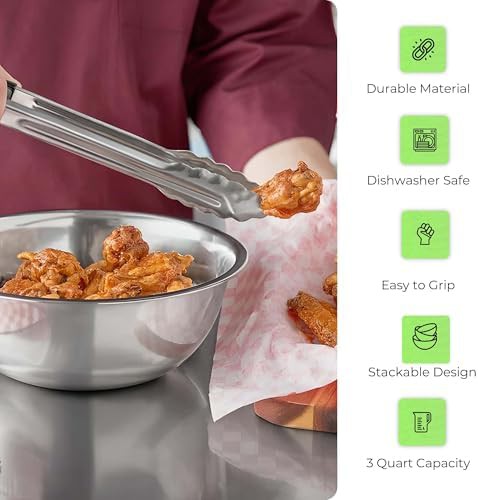 Two Pack Stainless Steel Three Quart Bowls — photo 4