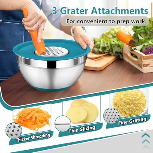 Blue nesting bowls with grater attachments — photo 3