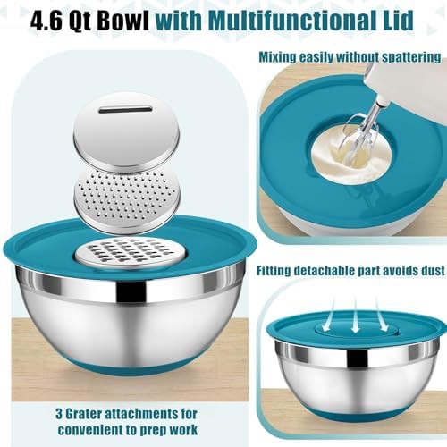 Blue nesting bowls with grater attachments — photo 5
