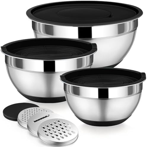 Black stainless steel salad bowl set