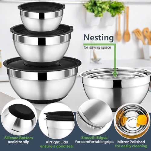 Black stainless steel salad bowl set — photo 4