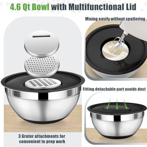 Black stainless steel salad bowl set — photo 5