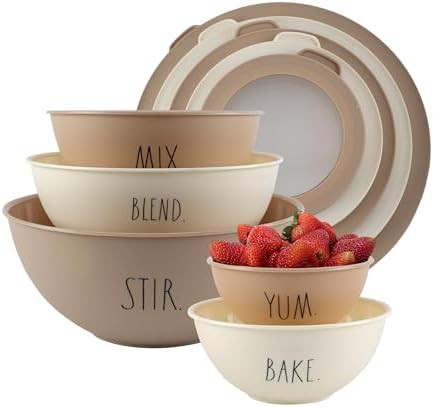 Brown plastic nesting prep mixing bowl